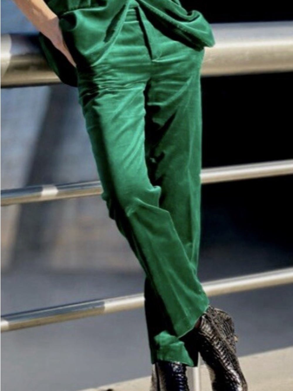 NWT- Zara Emerald Green Velvet Trousers